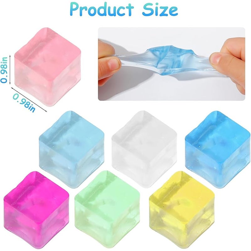 QITAI Ice Cube Sensory Toys Set 24 Pieces Squishy Fidget Stress Relief Cubes for Adults and Kids Anxiety Hand Therapy Classroom Prize Box Toys - Image 2
