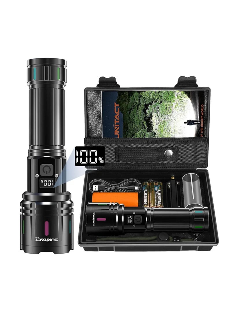 High-Lumen Rechargeable LED Flashlight, 2000 Lumens XHM90.2 Super Bright Torch, Battery-Powered Handheld Flashlight with Gift Case – Perfect for Hiking & Camping - Image 1