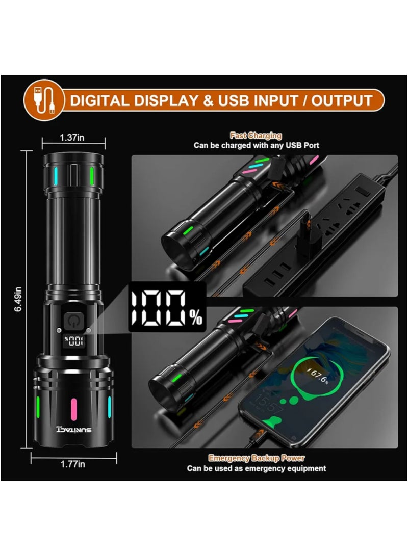 High-Lumen Rechargeable LED Flashlight, 2000 Lumens XHM90.2 Super Bright Torch, Battery-Powered Handheld Flashlight with Gift Case – Perfect for Hiking & Camping - Image 4