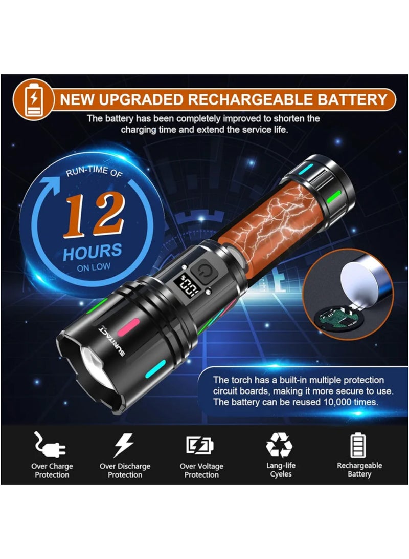 High-Lumen Rechargeable LED Flashlight, 2000 Lumens XHM90.2 Super Bright Torch, Battery-Powered Handheld Flashlight with Gift Case – Perfect for Hiking & Camping - Image 3