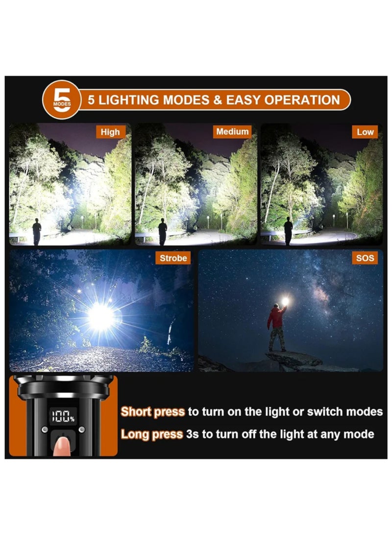 High-Lumen Rechargeable LED Flashlight, 2000 Lumens XHM90.2 Super Bright Torch, Battery-Powered Handheld Flashlight with Gift Case – Perfect for Hiking & Camping - Image 5