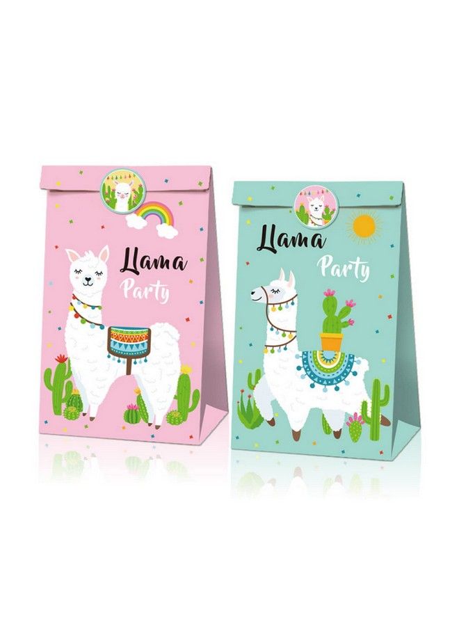 Cosfan Llama Party Favor Bags 12 Pcs Llama Alpaca Candy Gift Bags Mexico Fiesta Treat Goody Bags Cactus Treat Bags With 18 Pcs Stickers Animal Themed Birthday Party Supplies - Image 3