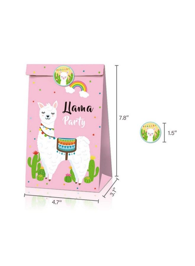 Cosfan Llama Party Favor Bags 12 Pcs Llama Alpaca Candy Gift Bags Mexico Fiesta Treat Goody Bags Cactus Treat Bags With 18 Pcs Stickers Animal Themed Birthday Party Supplies - Image 5