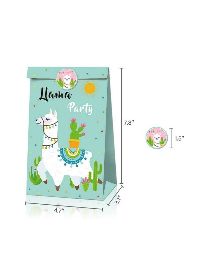 Cosfan Llama Party Favor Bags 12 Pcs Llama Alpaca Candy Gift Bags Mexico Fiesta Treat Goody Bags Cactus Treat Bags With 18 Pcs Stickers Animal Themed Birthday Party Supplies - Image 4