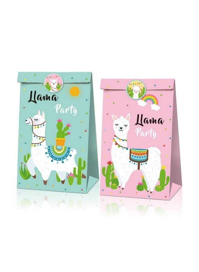 Cosfan Llama Party Favor Bags 12 Pcs Llama Alpaca Candy Gift Bags Mexico Fiesta Treat Goody Bags Cactus Treat Bags With 18 Pcs Stickers Animal Themed Birthday Party Supplies - Image 2