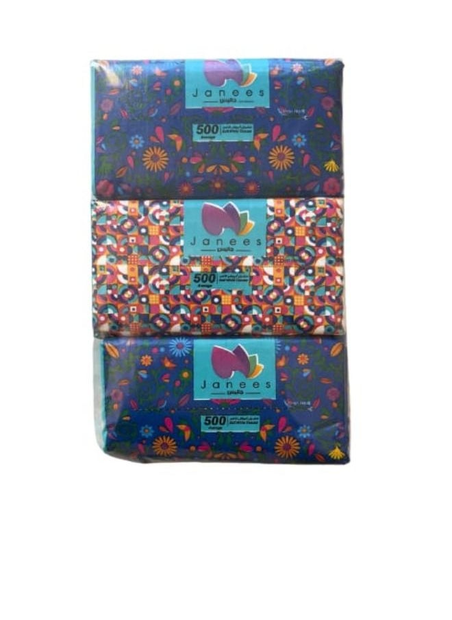 Janees Facial Tissue 3 Layers - 3 Packs  - 500 tissue  - Image 2