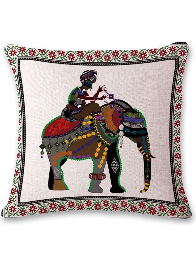 NIBEMINENT Elephant Printed Cushion Cover Multicolour