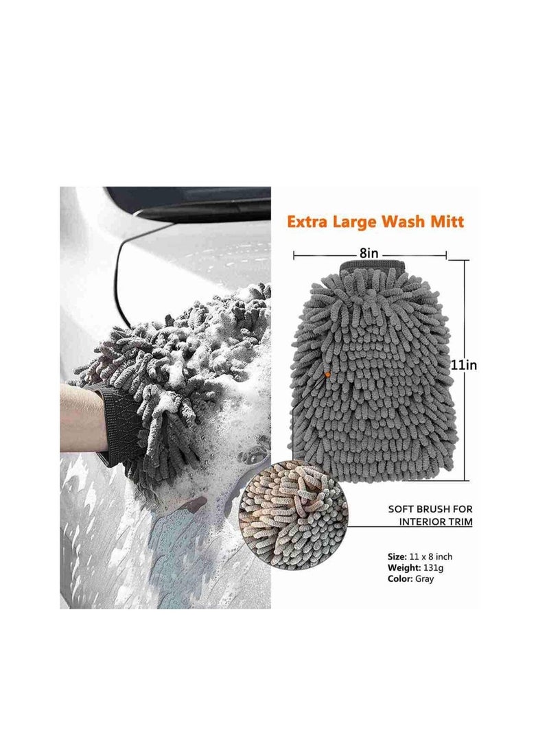 Y&D Car Wash Mitt, Scratch-Free Chenille Microfiber Double Sided Washing Mitts, Dual Cleaning Gloves for Dirt & Bugs, Sponge Cloths Cars, Home, Furniture, Trucks, Boats (2Pack)  - Image 2
