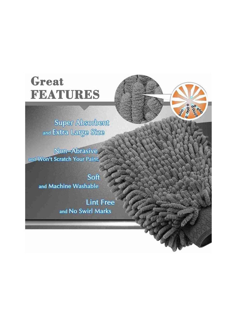 Y&D Car Wash Mitt, Scratch-Free Chenille Microfiber Double Sided Washing Mitts, Dual Cleaning Gloves for Dirt & Bugs, Sponge Cloths Cars, Home, Furniture, Trucks, Boats (2Pack)  - Image 3