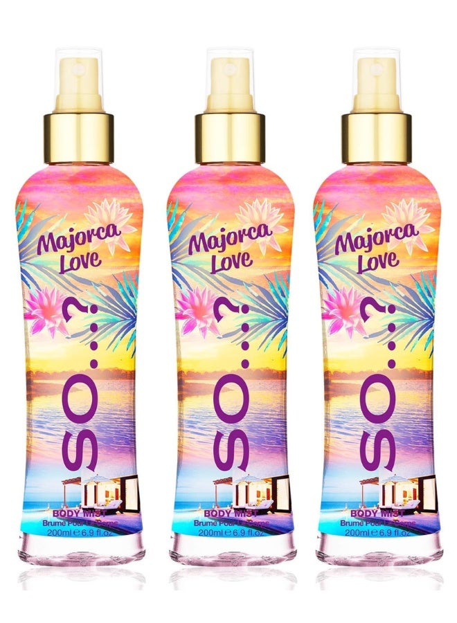 So..? So...? Summer Escapes Women's Body Mist Bundle | 200ml x 3 | Majorca Love Fragrance Spray | Long-Lasting & Refreshing Scent | Pack of 3 - Image 1