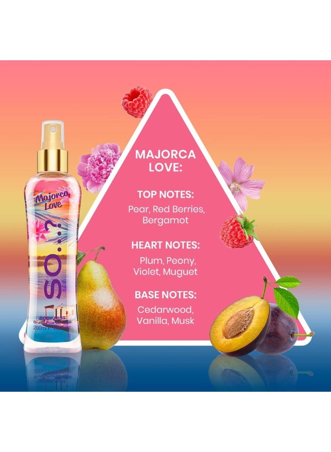So..? So...? Summer Escapes Women's Body Mist Bundle | 200ml x 3 | Majorca Love Fragrance Spray | Long-Lasting & Refreshing Scent | Pack of 3 - Image 2