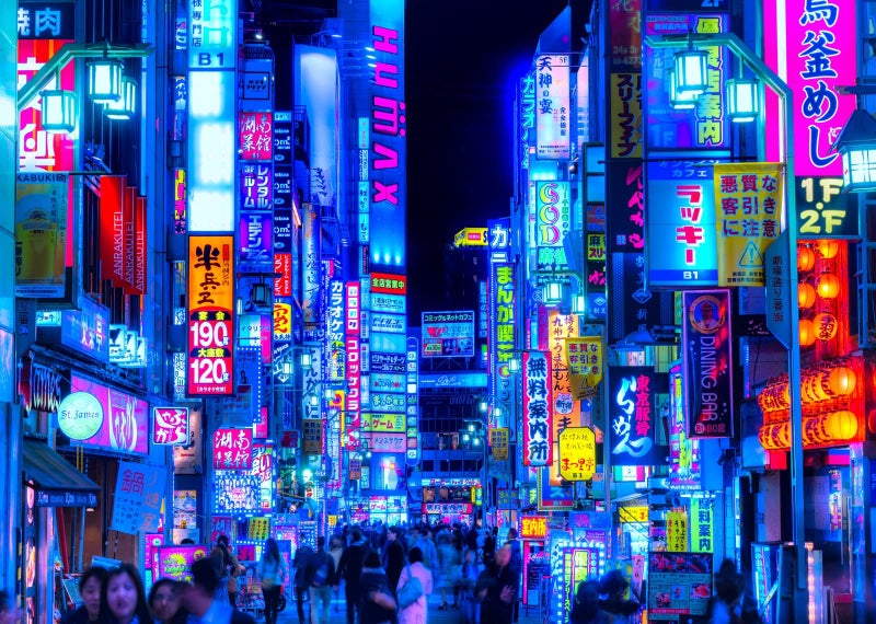 BELECO 7x5ft Fabric Tokyo City Backdrop Shinjuku Night Street Backdrop Japan Neon Lights Signboard Billboards Tokyo Sleepless Town Nightscape Background Japanese Anime Culture Japan Photo Studio Props - Image 2
