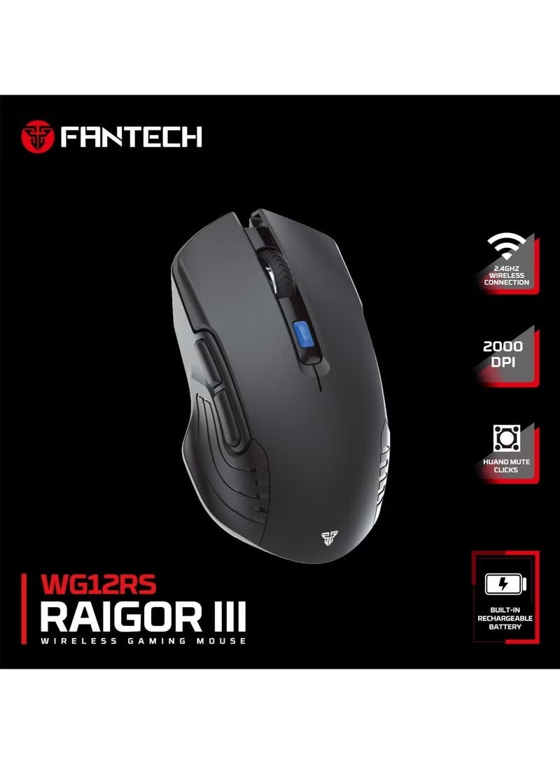 FANTECH WG12 RS Wireless Gaming Mouse Rechargeable Dual Mode Gaming Mouse 2000 DPI 6 Programmable Buttons Gaming Office Dedicated Computer Mouse for Laptop Desktop - Image 4