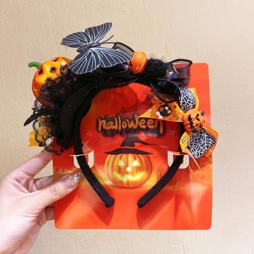 TLISMI Halloween Pumpkin Headband for Women & Girls – Cute Spooky Cosplay Costume Hair Accessory with Pumpkin, Bow, Butterfly & Lace | Festive Party Dress Up Props for Themed Party & Events - Image 5