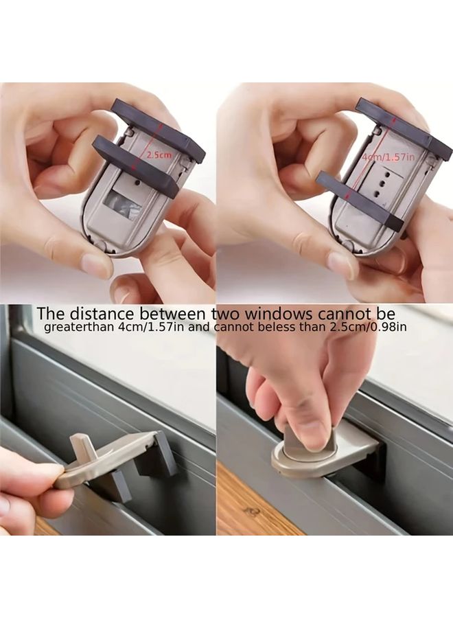 Brown 2 Packs Anti Pinch Safety Sliding Window Door Locks Metal Security No Batteries - Image 5
