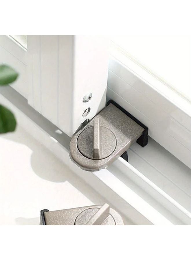 Brown 2 Packs Anti Pinch Safety Sliding Window Door Locks Metal Security No Batteries - Image 1