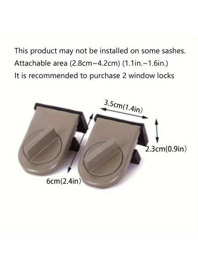 Brown 2 Packs Anti Pinch Safety Sliding Window Door Locks Metal Security No Batteries - Image 4
