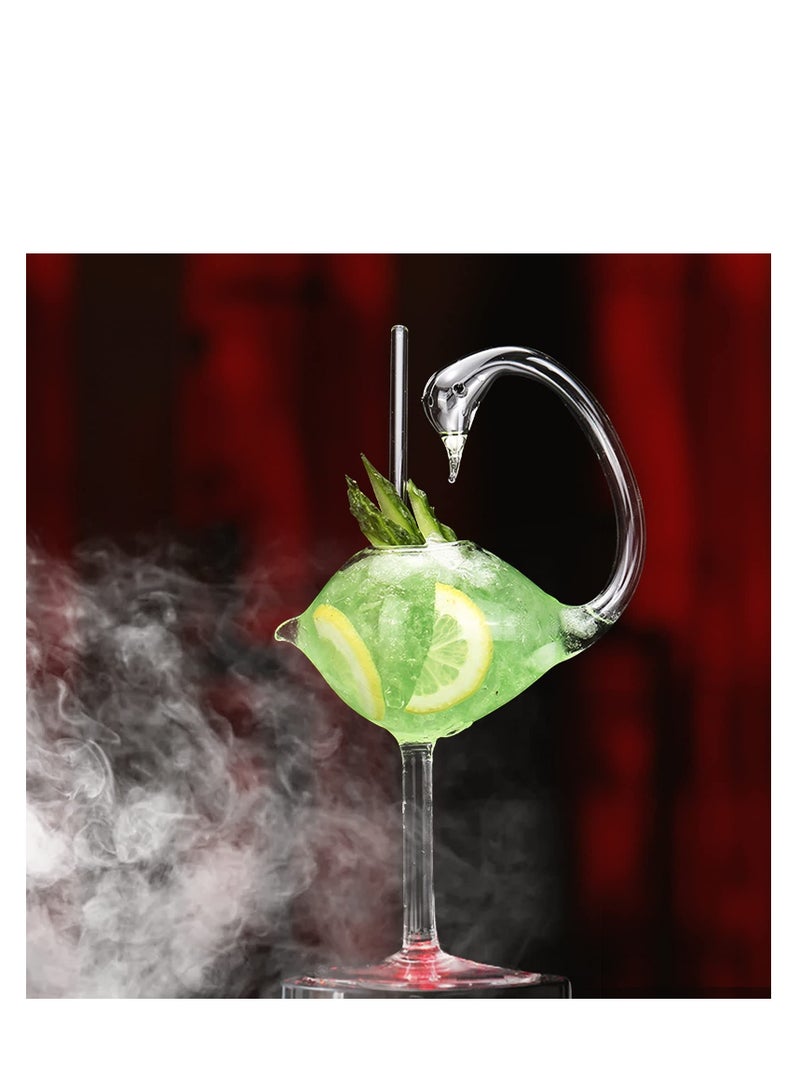 Cocktail Glass 1 Set Cocktail Wine Glass 6oz 175ml Unique Champagne Coupe Glass Swan Shape Martini Goblet Cups for Juice Martini Tequila Glassware for KTV Home Bar Club Clear - Image 3