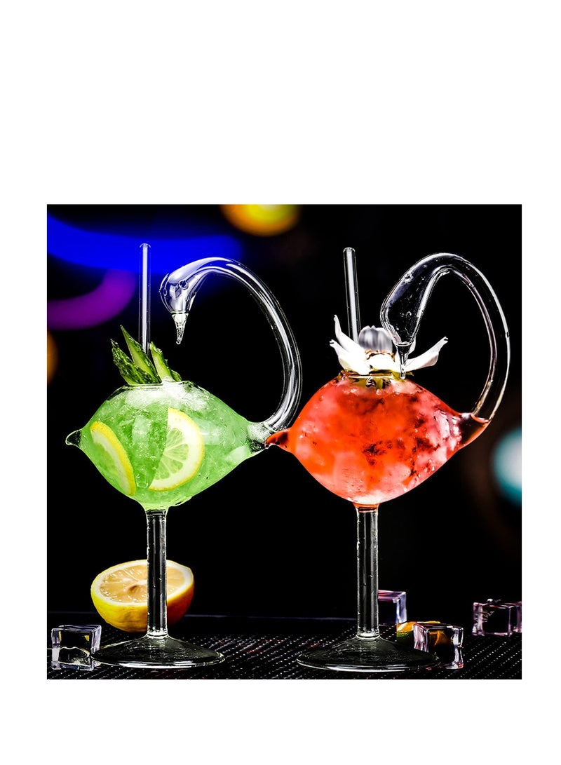 Cocktail Glass 1 Set Cocktail Wine Glass 6oz 175ml Unique Champagne Coupe Glass Swan Shape Martini Goblet Cups for Juice Martini Tequila Glassware for KTV Home Bar Club Clear - Image 4