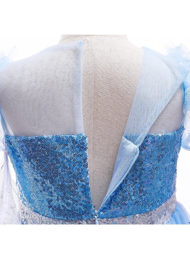 سعودي سيليكت فستان الأميرة الأزرق من آيس فروزن للبنات - كوسبلاي، ملابس يومية، وحفلات | مقاسات من ١٠٠ إلى ١٢٠ سم - Image 4