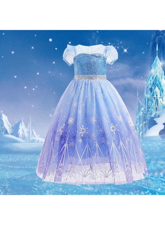 سعودي سيليكت فستان الأميرة الأزرق من آيس فروزن للبنات - كوسبلاي، ملابس يومية، وحفلات | مقاسات من ١٠٠ إلى ١٢٠ سم - Image 2
