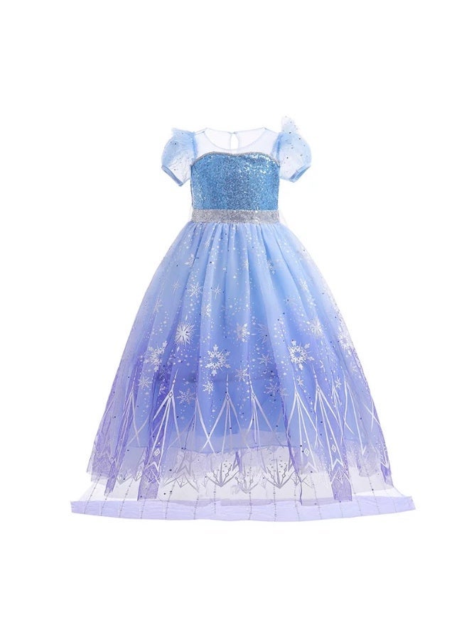 Saudi Select Ice Frozen Blue Princess Dress for Girls – Cosplay, Daily Wear & Party Costume | Sizes 100-120cm - Image 2