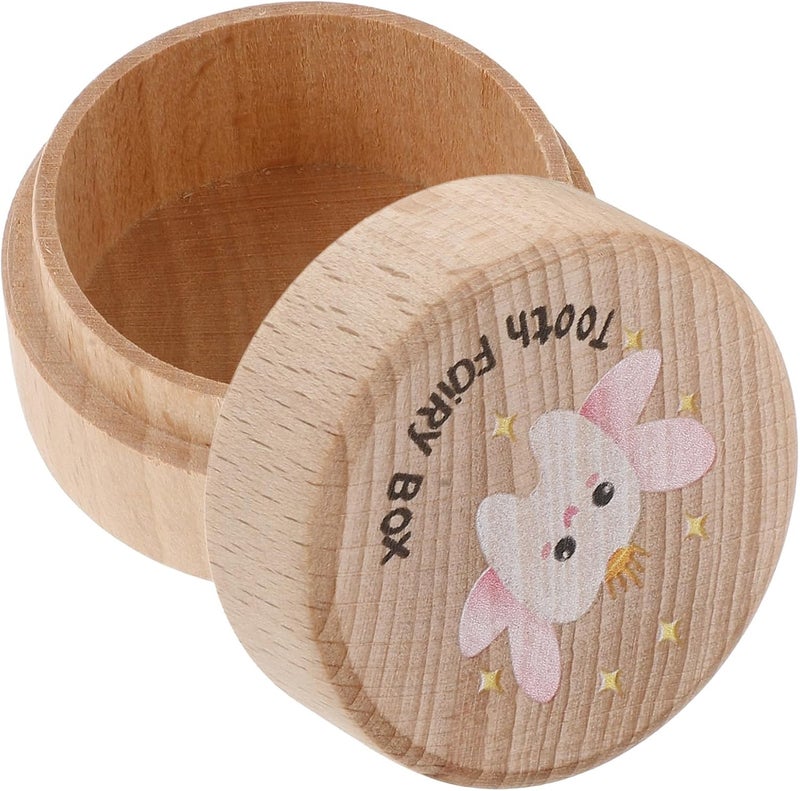 iplusmile Wooden Tooth Keepsake Box for Boys Tooth Storage Holder with Fetal Hair Compartment Natural Wood for Nursery Decor - Image 1