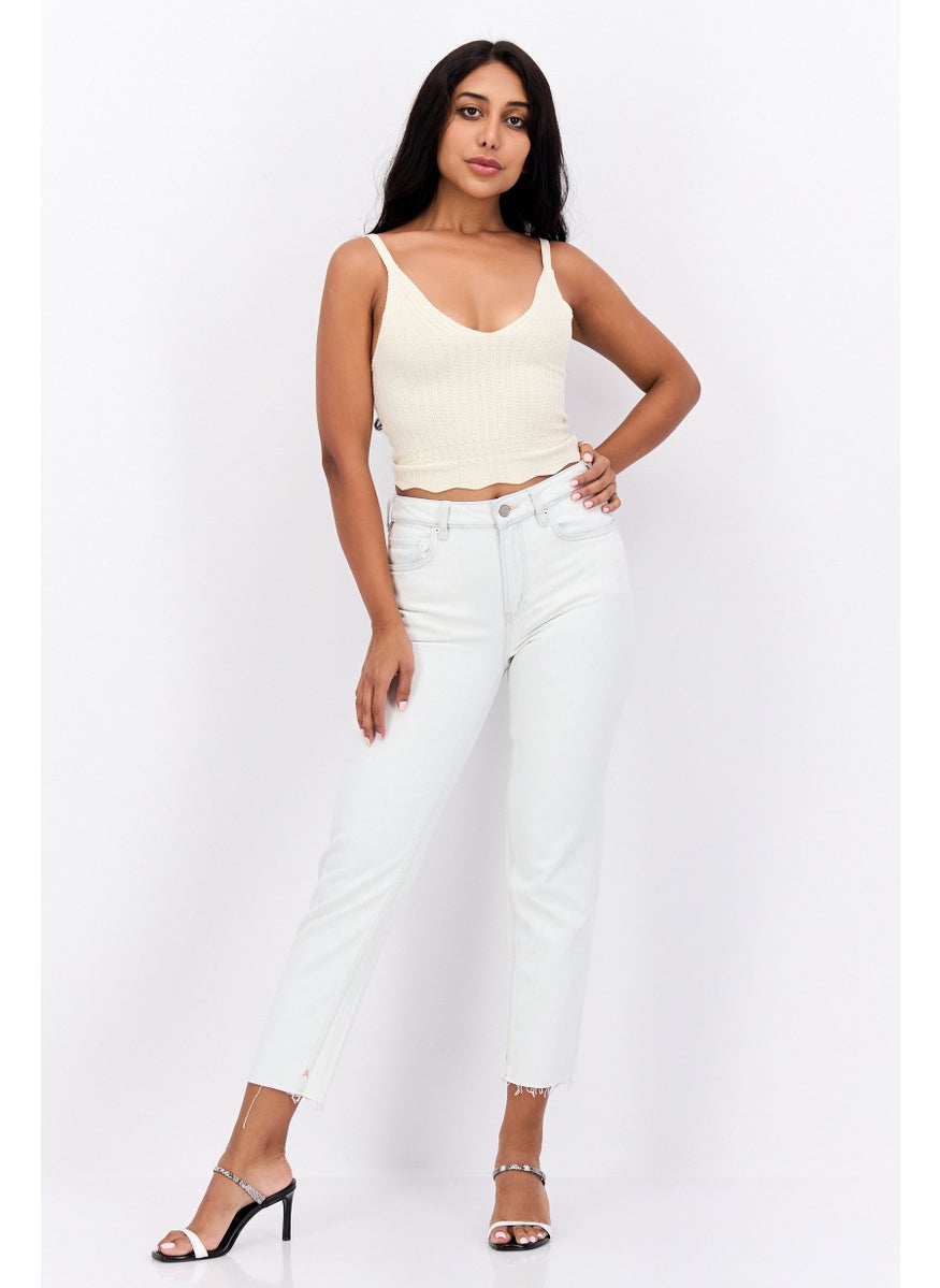 Scotch & Soda Women Slim Fit Washed Stretchable Jeans, Off White  - Image 4