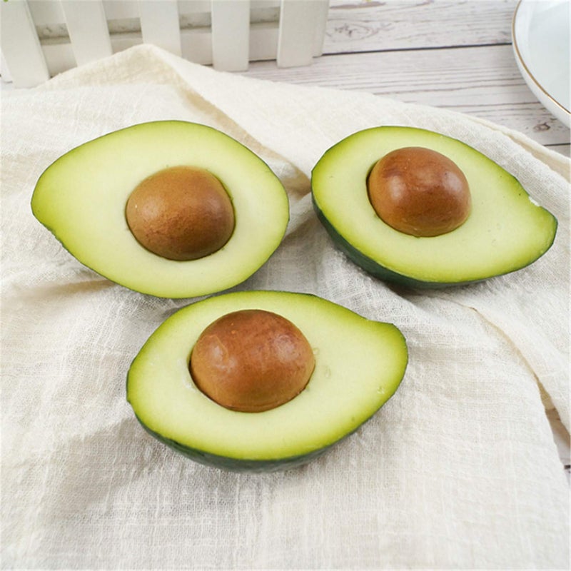 Skyseen Skyseen 3Pcs Artificial Avocado Half Fake Fruit Home Party Festival Photography Props  - Image 2