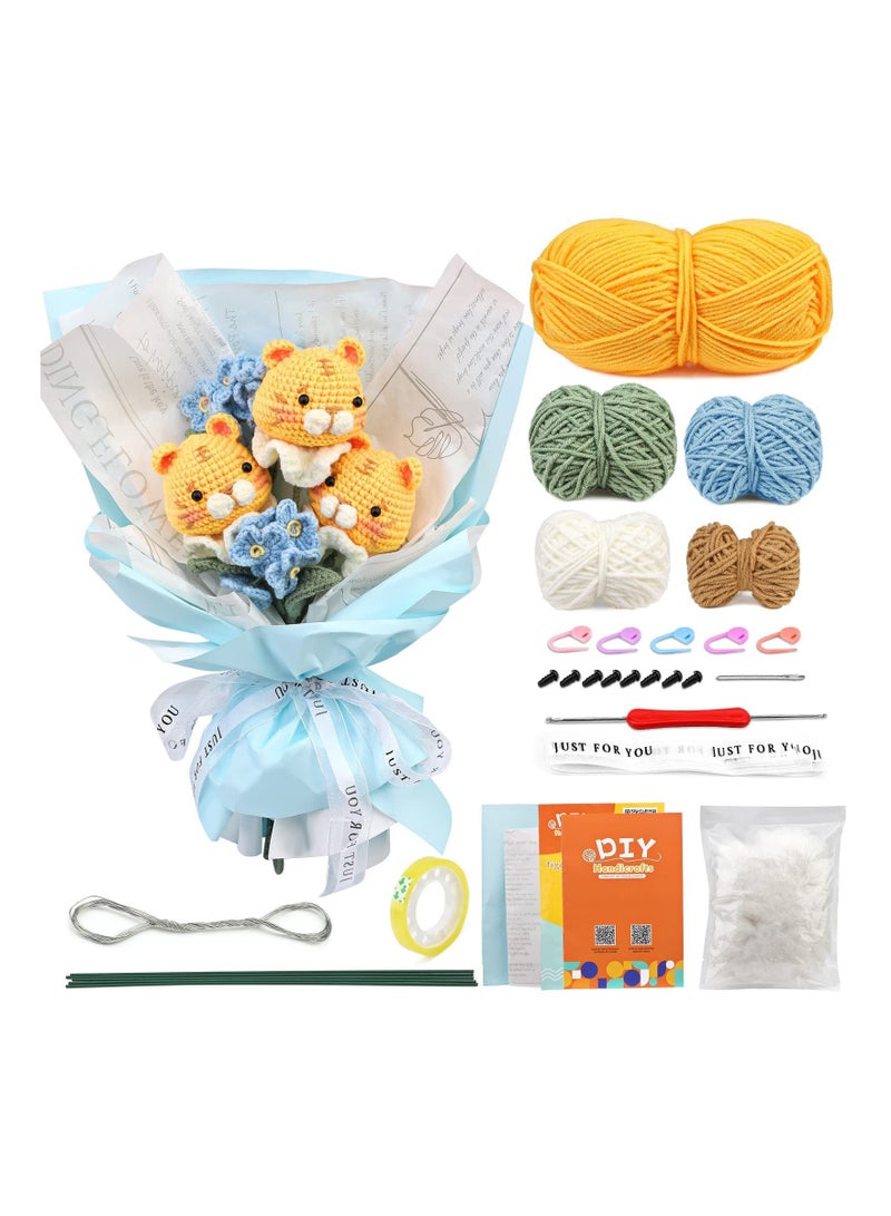 Excefore Crochet Kit, Crochet Kit for Beginners, Crochet Bouquet Kit, Beginner Crochet Kit for Adults, Crochet Starter Kits with Yarn, Animal Knitting Kit with Detailed Tutorials and Videos  - Image 1
