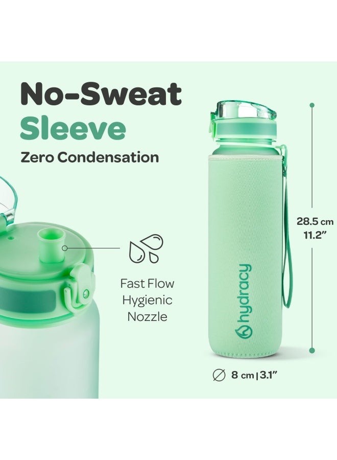 Hydracy Water Bottle with Time Marker - Large 1L - Aqua Green - Image 5