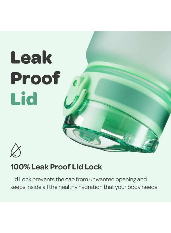 Hydracy Water Bottle with Time Marker - Large 1L - Aqua Green - Image 4
