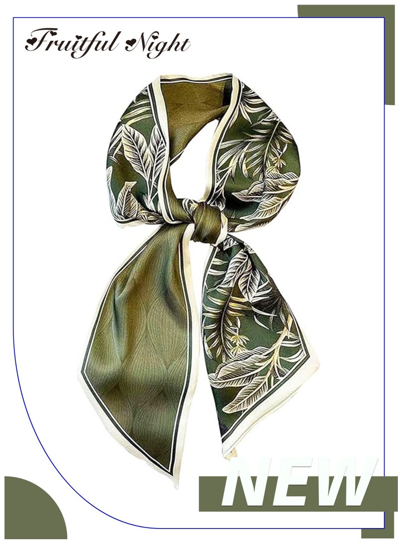 Fruitful Night Silk Like Head Scarf Women's Fashion Square Neck Satin Scarfs for Bag Hair Scarves Gift - Image 1