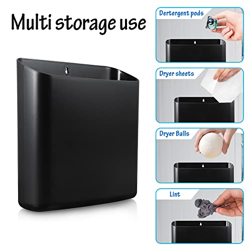 Picowe Magnetic Laundry Storage, Large Lint Holder Bin for Laundry Room, Space-Saving Trash Container Hanging on Dryer, Washer or Wall Mount Trash Bin (Black) - Image 5