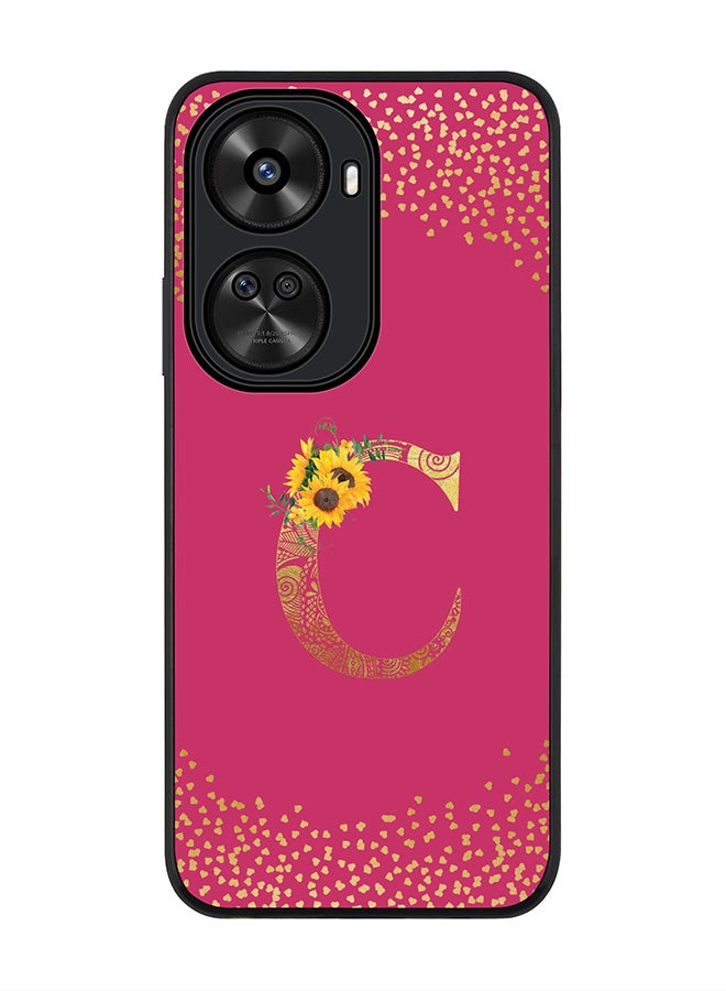 Stylizedd Rugged Black edge case for Huawei nova 12 SE / Huawei nova 11 SE 4G,Custom Monogram Initial Letter Floral Pattern Alphabet - C (Deep Pink Rose) - Image 1