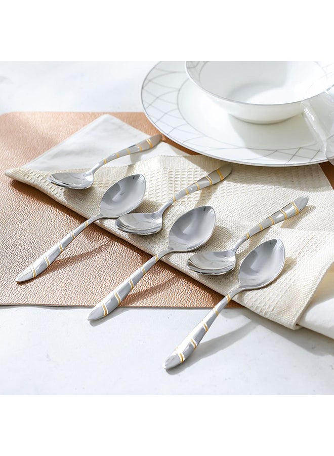 DANUBE HOME Cross Gold 6-Piece Silver Baby Spoon Set – Premium Stainless Steel Feeding Spoons with Elegant Gold Detailing, Safe and Durable Cutlery for Infants, Toddlers, and Kids 16X3.5Cm - Image 3
