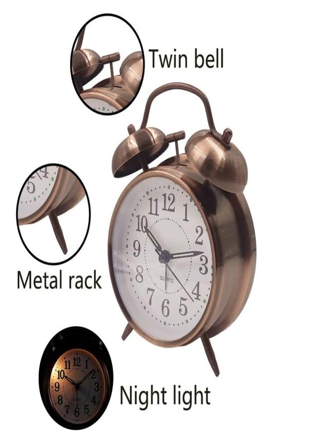 Elevea 𝟏𝟓 𝐘𝐞𝐚𝐫𝐬 𝐆𝐮𝐚𝐫𝐚𝐧𝐭𝐞𝐞, Classic Bedside Alarm Clock 5 inch, Sturdy Metal Body with Clear Numerals, Reliable Loud Bells and Quiet Quartz Movement, Ideal for deep Sleepers Students - Image 4