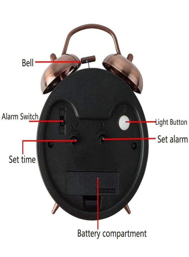 Elevea 𝟏𝟓 𝐘𝐞𝐚𝐫𝐬 𝐆𝐮𝐚𝐫𝐚𝐧𝐭𝐞𝐞, Classic Bedside Alarm Clock 5 inch, Sturdy Metal Body with Clear Numerals, Reliable Loud Bells and Quiet Quartz Movement, Ideal for deep Sleepers Students - Image 5