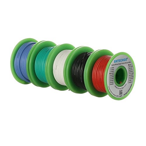 BNTECHGO 18 Gauge Silicone Wire Kit Red Black White Blue and Green Each 25ft 18 AWG Stranded Tinned Copper Wire - Image 2