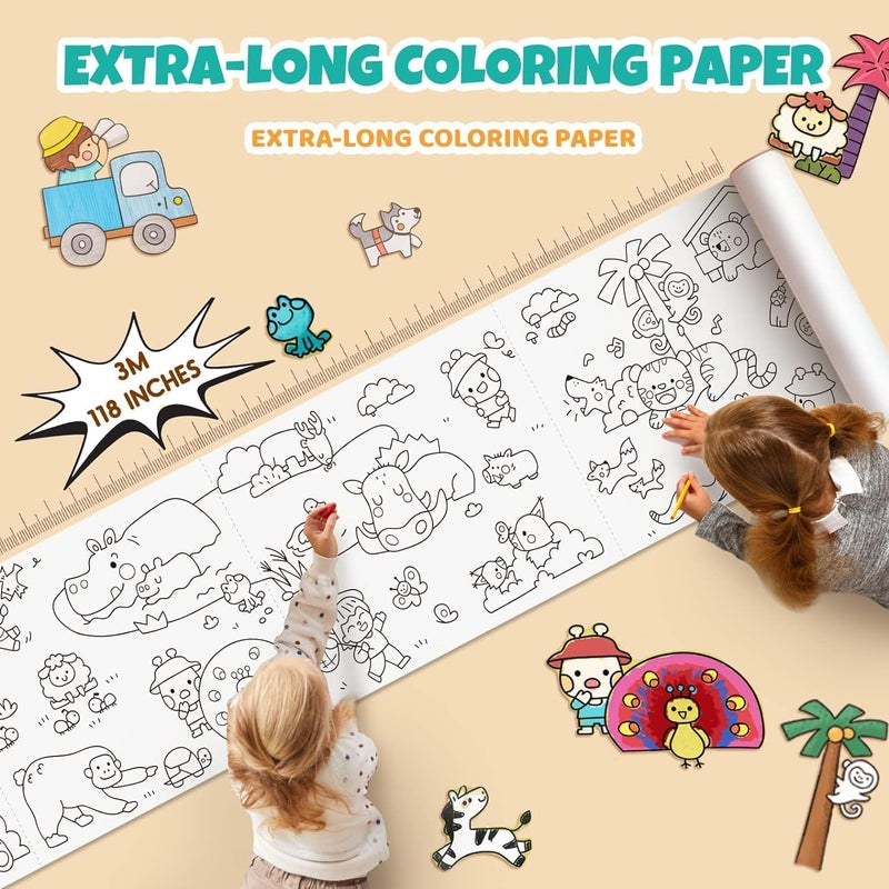 NIL JO Children Doodle Scroll (30 x 300 CM),Children Drawing Roll Blank Coloring Pages Children's Drawing Scroll,Color Filling Paper Scroll,Kids Coloring Drawing Paper Roll,Wall Floor DIY Painting Color Filling Paper - Image 2