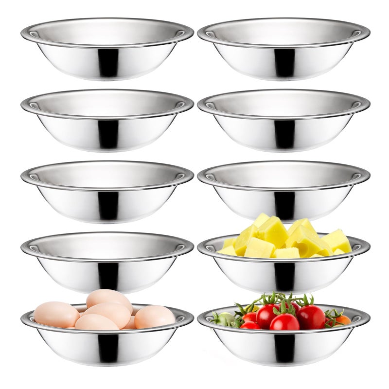 Okllen 10 Pack Small Stainless Steel Bowls 6 12 Inch Wide Kitchen Metal Bowl with Flat Base 34 Quart Prep Bowls for Meal Prep Cooking Serving Baking