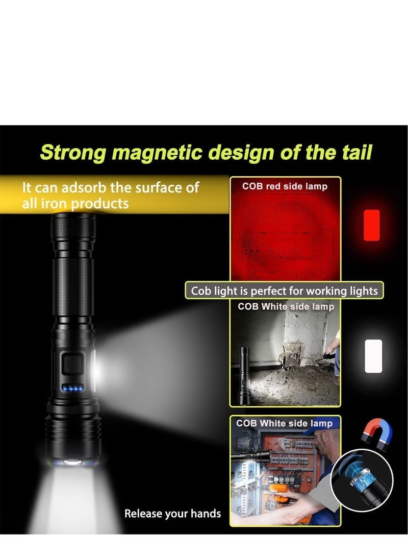 Arabest 60000 Lumens LED Flashlight - Rechargeable torchlight, Zoomable, 7 Modes, IPX67 Waterproof, Type-C Charging - Perfect for Camping, Hiking & Emergencies - Image 5