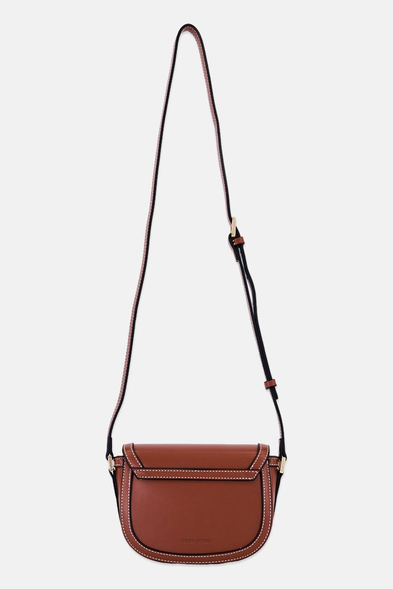 Gino Rossi حقيبة كتف نسائية بشعار العلامة التجارية، بني - Image 3