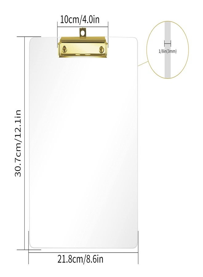 Moocci Thick Acrylic Clear Clipboards Cute Transparent Bulk Gold Clipboard with Strong Clip and Hidden Hanging Hole for A4 Paper, Art Student, Drawing, Office, School, Warehouse, Classroom, 9PC - Image 2