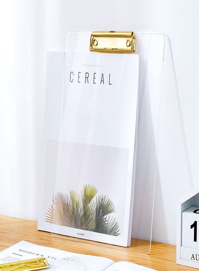 Moocci Thick Acrylic Clear Clipboards Cute Transparent Bulk Gold Clipboard with Strong Clip and Hidden Hanging Hole for A4 Paper, Art Student, Drawing, Office, School, Warehouse, Classroom, 9PC - Image 5