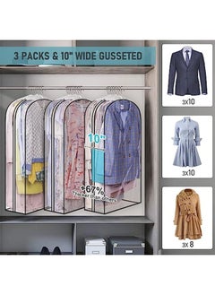 MISSLO 10 Gusseted All Clear Garment Bags, 40 Suit Bags for Closet  Storage Hanging Clothes, Shirts, Coats, Dresses, 3 Packs