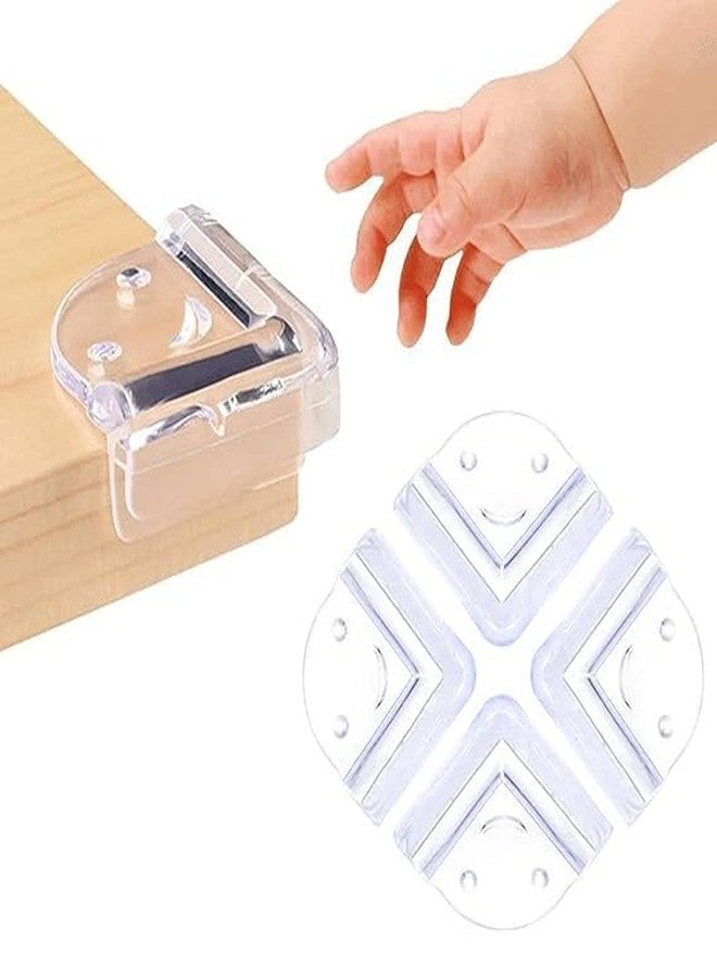CLICKSWIFT® Baby Table Corner Protector for Child Safety Furniture for Desk, Crib, Fireplace, Table, Soft Corners & Edges Smiley Shaped -Transparent 4 Set - Image 4