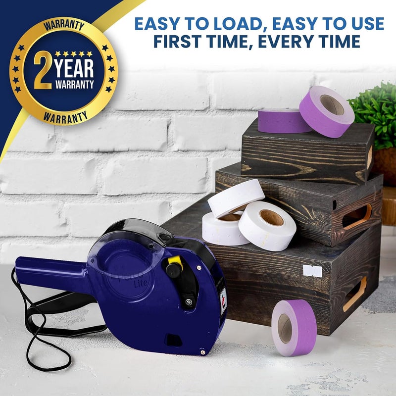 Perco Lite 1 Line Price Gun with Labels Kit - Includes 3 White Rolls, 3 Purple Rolls, 2 Ink Rollers, 1 Ink roll and Labels Pre-Loaded - Image 4
