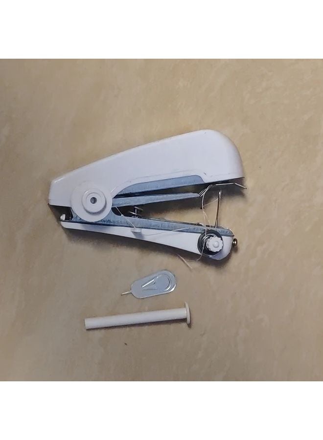 Portable Mini Sewing Machine Handheld Manual White For DIY Crafts Tailoring - Image 1