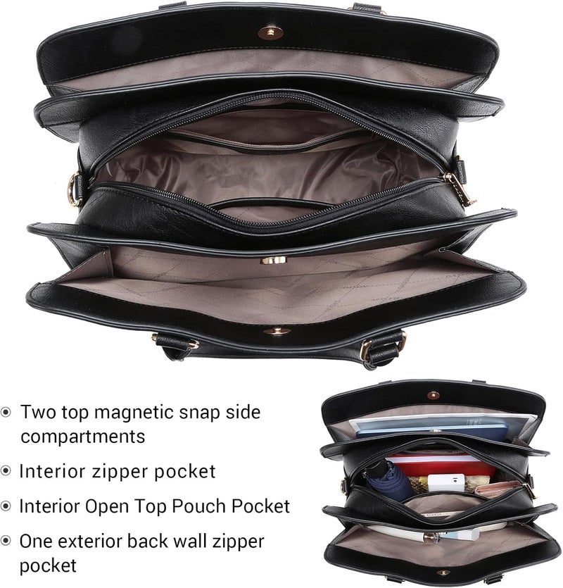 DASEIN Women Handbag Wallet Tote Shoulder Hobo Bag Top Handle Satchel Purse Set 2pcs with 3 Compartments - Image 5